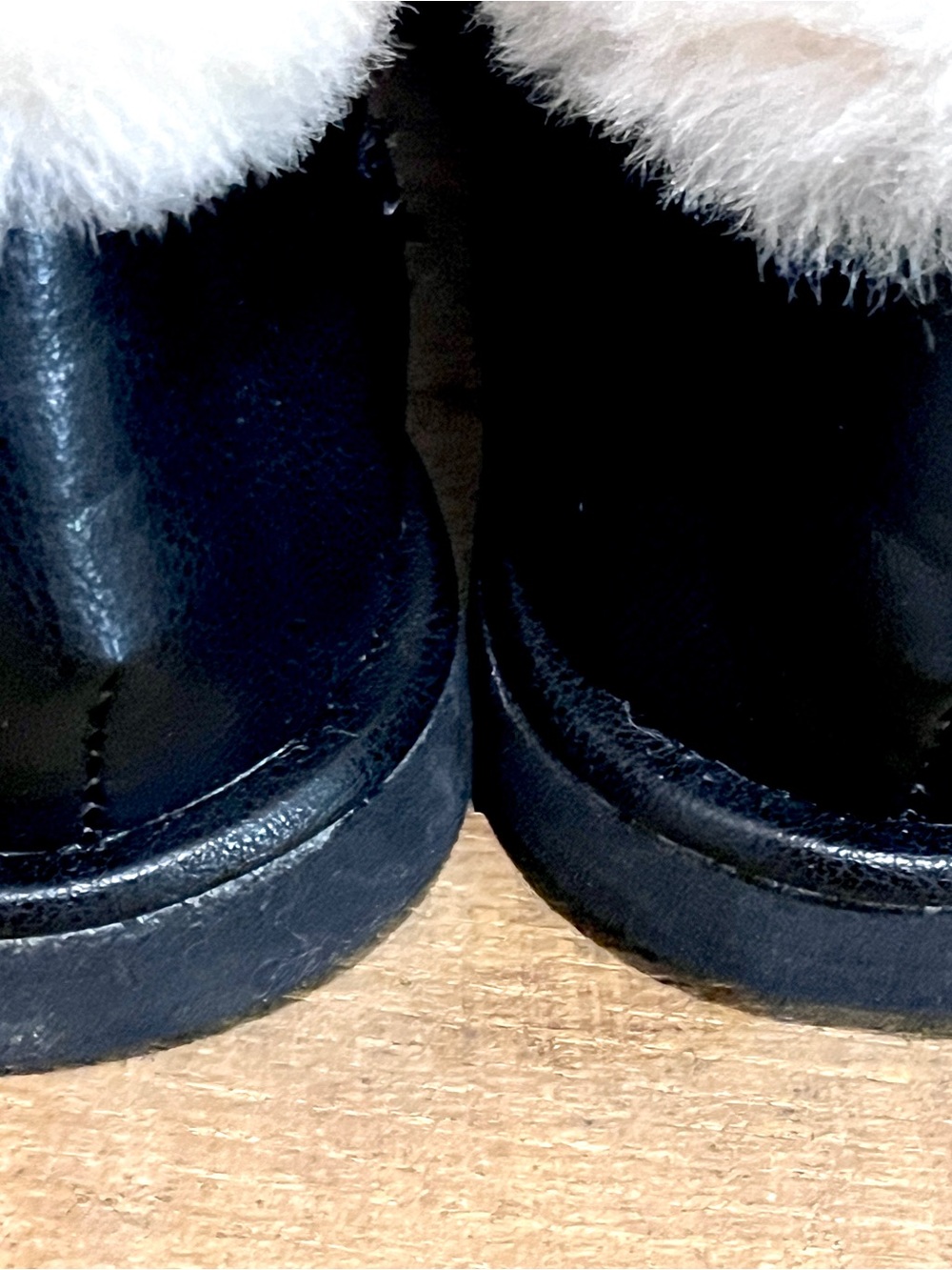 NWOT Luvvette Odette Faux Fur Trim Ballet Flats Black Size 6 - Picture 4 of 5